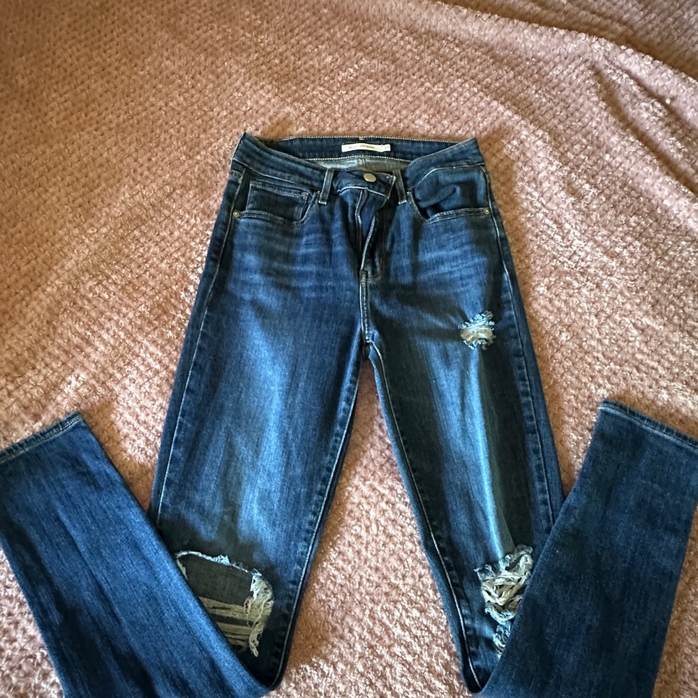 Levi's Dark Blue Skinny Ripped Jeans
